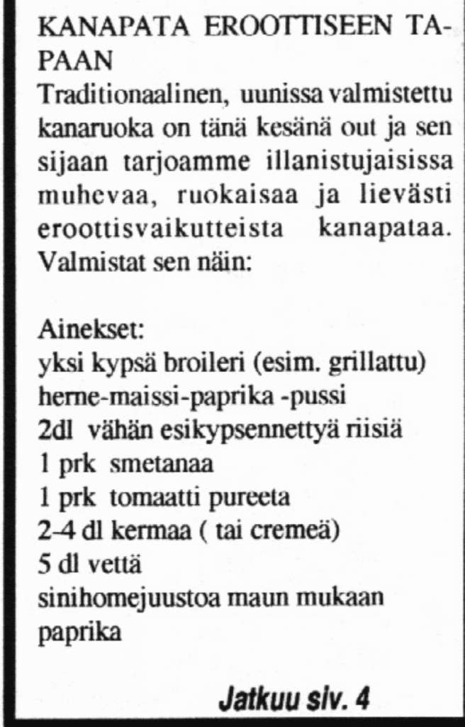 Finlandersin nostalgialehti on ysäriaarre jussin eroottinen kanapata herkkuna   katso | tanssiin Fi