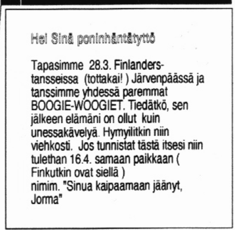 Finlandersin nostalgialehti on ysäriaarre jussin eroottinen kanapata herkkuna   katso | tanssiin Fi