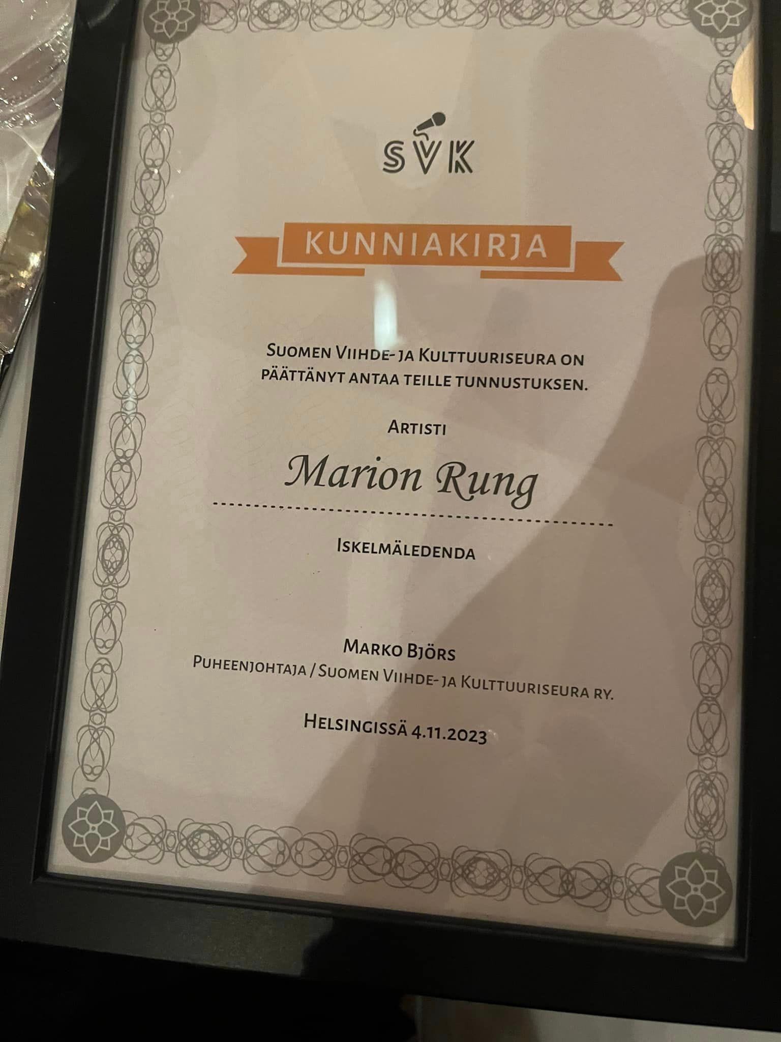 Diplomi marion rung | tanssiin Fi