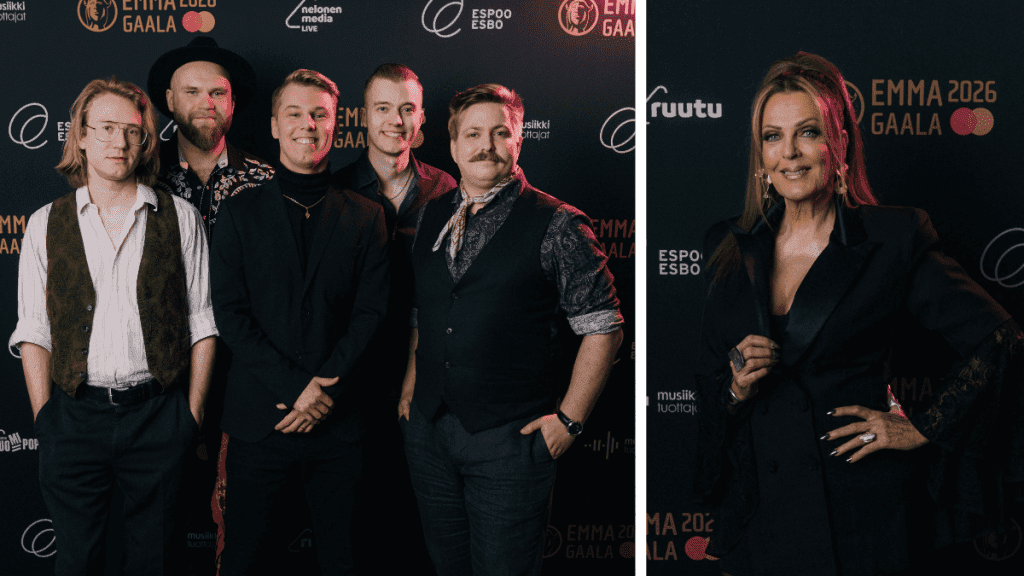 Komiat ja Eini Emma Gaalan pressikuvissa 2025 joulukuussa